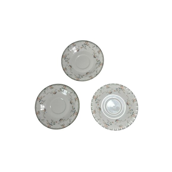 VTG Mikasa Saucer Roselle Pattern Fine Bone China Set of 3 MCM 6” - Picture 4 of 11